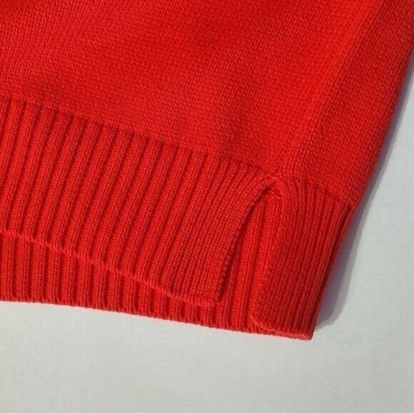 Kerri Rosenthal Sweater M Cotton Red Pink Colorblock Radiant Heart V-Neck NEW - Picture 10 of 15